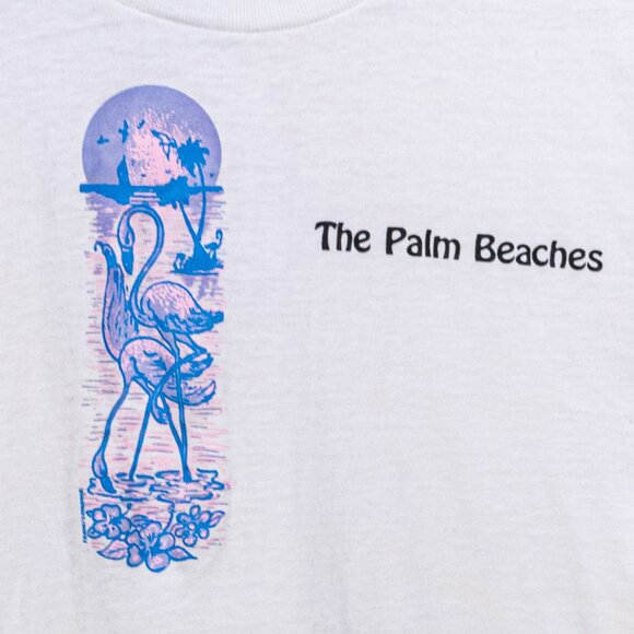 The Palm Beaches Florida Flamingo T-Shirt Small VTG 80s Iron On Preppy Surf - Picture 4 of 10
